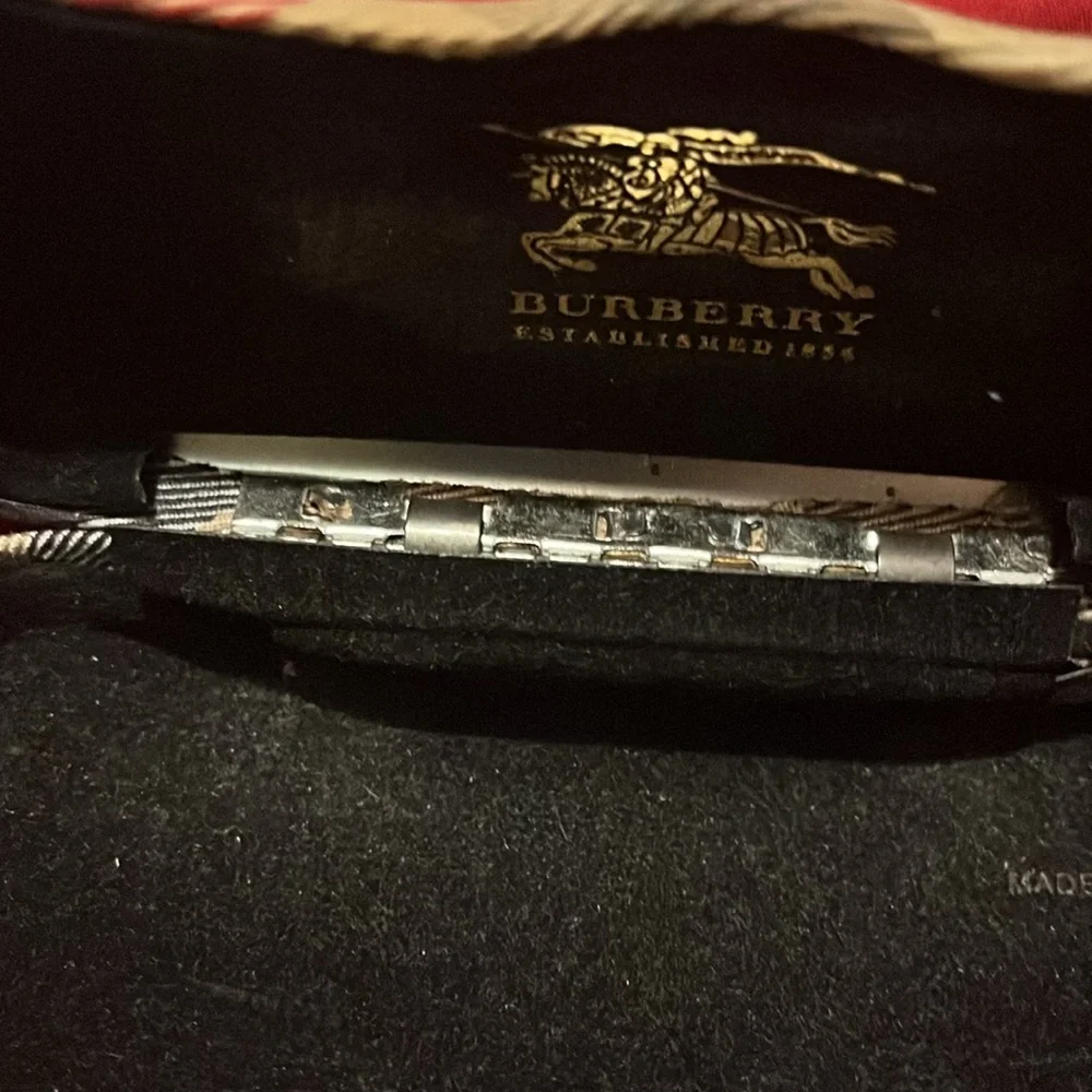Burberry Beige and Red Plaid Glasses Case